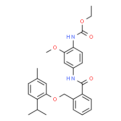 ChemSpider 2D Image | Ethyl [4-({2-[(2-isopropyl-5-methylphenoxy)methyl]benzoyl}amino)-2-methoxyphenyl]carbamate | C28H32N2O5