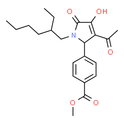 ChemSpider 2D Image | Methyl 4-[3-acetyl-1-(2-ethylhexyl)-4-hydroxy-5-oxo-2,5-dihydro-1H-pyrrol-2-yl]benzoate | C22H29NO5
