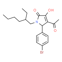 ChemSpider 2D Image | 4-Acetyl-5-(4-bromophenyl)-1-(2-ethylhexyl)-3-hydroxy-1,5-dihydro-2H-pyrrol-2-one | C20H26BrNO3