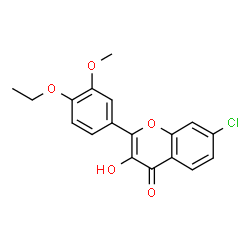 ChemSpider 2D Image | 7-Chloro-2-(4-ethoxy-3-methoxyphenyl)-3-hydroxy-4H-chromen-4-one | C18H15ClO5