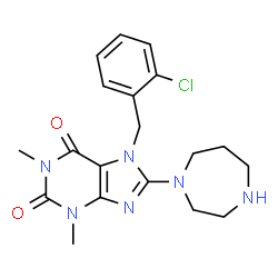 ChemSpider 2D Image | 7-(2-Chlorobenzyl)-8-(1,4-diazepan-1-yl)-1,3-dimethyl-3,7-dihydro-1H-purine-2,6-dione | C19H23ClN6O2