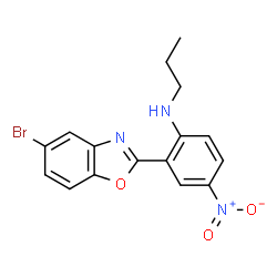 ChemSpider 2D Image | 2-(5-Bromo-1,3-benzoxazol-2-yl)-4-nitro-N-propylaniline | C16H14BrN3O3