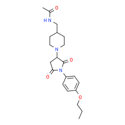 ChemSpider 2D Image | N-({1-[2,5-Dioxo-1-(4-propoxyphenyl)-3-pyrrolidinyl]-4-piperidinyl}methyl)acetamide | C21H29N3O4