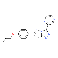 ChemSpider 2D Image | 6-(4-Propoxyphenyl)-3-(2-pyrazinyl)[1,2,4]triazolo[3,4-b][1,3,4]thiadiazole | C16H14N6OS