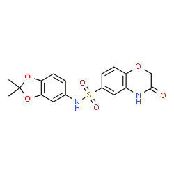 ChemSpider 2D Image | N-(2,2-Dimethyl-1,3-benzodioxol-5-yl)-3-oxo-3,4-dihydro-2H-1,4-benzoxazine-6-sulfonamide | C17H16N2O6S