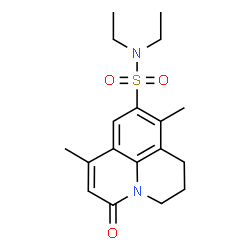 ChemSpider 2D Image | N,N-Diethyl-7,10-dimethyl-5-oxo-2,3-dihydro-1H,5H-pyrido[3,2,1-ij]quinoline-9-sulfonamide | C18H24N2O3S