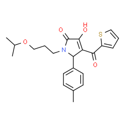 ChemSpider 2D Image | 3-Hydroxy-1-(3-isopropoxypropyl)-5-(4-methylphenyl)-4-(2-thienylcarbonyl)-1,5-dihydro-2H-pyrrol-2-one | C22H25NO4S