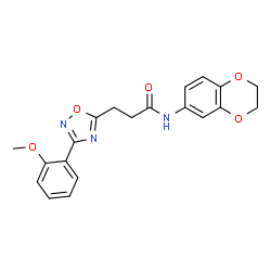 ChemSpider 2D Image | N-(2,3-Dihydro-1,4-benzodioxin-6-yl)-3-[3-(2-methoxyphenyl)-1,2,4-oxadiazol-5-yl]propanamide | C20H19N3O5