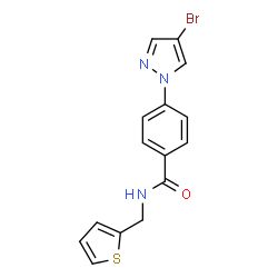 ChemSpider 2D Image | 4-(4-Bromo-1H-pyrazol-1-yl)-N-(2-thienylmethyl)benzamide | C15H12BrN3OS