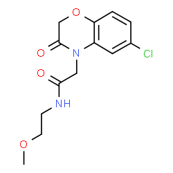 ChemSpider 2D Image | 2-(6-Chloro-3-oxo-2,3-dihydro-4H-1,4-benzoxazin-4-yl)-N-(2-methoxyethyl)acetamide | C13H15ClN2O4