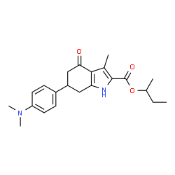 ChemSpider 2D Image | sec-Butyl 6-[4-(dimethylamino)phenyl]-3-methyl-4-oxo-4,5,6,7-tetrahydro-1H-indole-2-carboxylate | C22H28N2O3