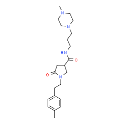 ChemSpider 2D Image | 1-[2-(4-Methylphenyl)ethyl]-N-[3-(4-methyl-1-piperazinyl)propyl]-5-oxo-3-pyrrolidinecarboxamide | C22H34N4O2