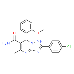 ChemSpider 2D Image | 2-(4-Chlorophenyl)-7-(2-methoxyphenyl)-5-methyl-1,7-dihydro[1,2,4]triazolo[1,5-a]pyrimidine-6-carboxamide | C20H18ClN5O2