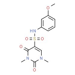 ChemSpider 2D Image | N-(3-Methoxyphenyl)-1,3-dimethyl-2,4-dioxo-1,2,3,4-tetrahydro-5-pyrimidinesulfonamide | C13H15N3O5S