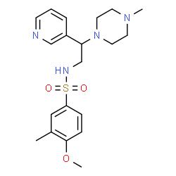 ChemSpider 2D Image | 4-Methoxy-3-methyl-N-[2-(4-methyl-1-piperazinyl)-2-(3-pyridinyl)ethyl]benzenesulfonamide | C20H28N4O3S