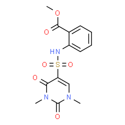 ChemSpider 2D Image | Methyl 2-{[(1,3-dimethyl-2,4-dioxo-1,2,3,4-tetrahydro-5-pyrimidinyl)sulfonyl]amino}benzoate | C14H15N3O6S