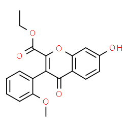 ChemSpider 2D Image | Ethyl 7-hydroxy-3-(2-methoxyphenyl)-4-oxo-4H-chromene-2-carboxylate | C19H16O6