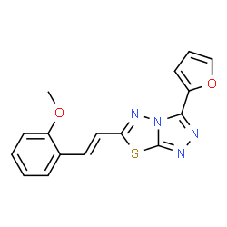 ChemSpider 2D Image | 3-(2-Furyl)-6-[(E)-2-(2-methoxyphenyl)vinyl][1,2,4]triazolo[3,4-b][1,3,4]thiadiazole | C16H12N4O2S