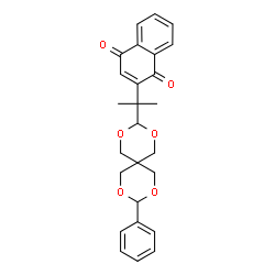 ChemSpider 2D Image | 2-[2-(9-Phenyl-2,4,8,10-tetraoxaspiro[5.5]undec-3-yl)-2-propanyl]-1,4-naphthoquinone | C26H26O6