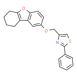ChemSpider 2D Image | 2-Phenyl-4-[(6,7,8,9-tetrahydrodibenzo[b,d]furan-2-yloxy)methyl]-1,3-thiazole | C22H19NO2S