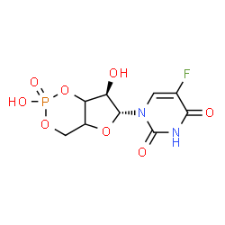 ChemSpider 2D Image | 1-[(6R,7R)-2,7-Dihydroxy-2-oxidotetrahydro-4H-furo[3,2-d][1,3,2]dioxaphosphinin-6-yl]-5-fluoro-2,4(1H,3H)-pyrimidinedione | C9H10FN2O8P