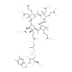 ChemSpider 2D Image | hydroxy-[(1R,2R,3R,4Z,7S,9E,12S,13S,14Z,17S,18S,19R)-2,13,18-tris(2-amino-2-oxo-ethyl)-7,12,17-tris(3-amino-3-oxo-propyl)-3-[3-[[(2R)-2-[[(2R,3S,4R,5S)-5-(5,6-dimethylbenzimidazol-1-yl)-4-hydroxy-2-(hydroxymethyl)tetrahydrofuran-3-yl]oxy-oxido-phosphoryl]oxypropyl]amino]-3-oxo-propyl]-3,5,8,8,13,15,18,19-octamethyl-2,7,12,17-tetrahydro-1H-corrin-21-yl]cobalt(1+) | C62H89CoN13O15P