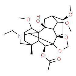 ChemSpider 2D Image | (2S,6S,8R,16R,21S)-14-Ethyl-2-hydroxy-4,6,19-trimethoxy-16-methyl-9,11-dioxa-14-azaheptacyclo[10.7.2.1~2,5~.0~1,13~.0~3,8~.0~8,12~.0~16,20~]docos-21-yl acetate | C27H41NO8