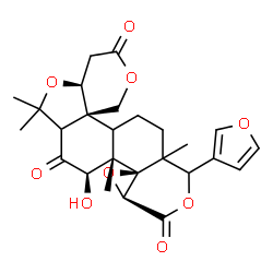 ChemSpider 2D Image | (4aS,8R,8aS,8bR,9aS,14bR)-12-(3-Furyl)-8-hydroxy-6,6,8a,12a-tetramethyldecahydro-3H-oxireno[d]pyrano[4',3':3,3a][2]benzofuro[5,4-f]isochromene-3,7,10(8H,9aH)-trione | C26H30O9