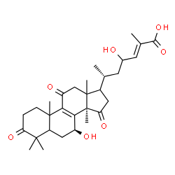 ChemSpider 2D Image | (5xi,7beta,10xi,13xi,17xi,24E)-7,23-Dihydroxy-3,11,15-trioxolanosta-8,24-dien-26-oic acid | C30H42O7