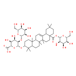ChemSpider 2D Image | 1-O-(3-{[2-O-(beta-D-Allopyranosyl)-beta-D-allopyranuronosyl]oxy}-28-oxoolean-12-en-28-yl)-beta-D-allopyranose | C48H76O19