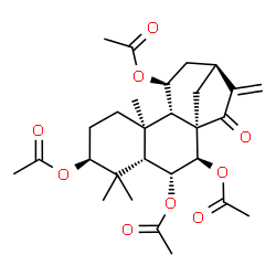 ChemSpider 2D Image | (3beta,5beta,6alpha,7beta,8alpha,9beta,10alpha,11beta,13alpha)-15-Oxokaur-16-ene-3,6,7,11-tetrayl tetraacetate | C28H38O9