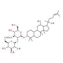 ChemSpider 2D Image | 12-Hydroxy-17-(2-hydroxy-6-methyl-5-hepten-2-yl)-4,4,8,14-tetramethylgonan-3-yl 2-O-beta-D-glucopyranosyl-beta-D-glucopyranoside | C41H70O13