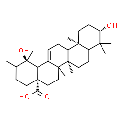 ChemSpider 2D Image | (3beta,5xi,9xi,14xi,18xi,20xi)-3,19-Dihydroxyurs-12-en-28-oic acid | C30H48O4
