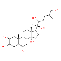 ChemSpider 2D Image | (2beta,3beta,5beta,9xi,17xi,22R)-2,3,14,20,22,26-Hexahydroxycholest-7-en-6-one | C27H44O7