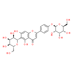 ChemSpider 2D Image | (1S)-1-{2-[4-(beta-L-Allopyranosyloxy)phenyl]-5,7-dihydroxy-4-oxo-4H-chromen-6-yl}-1,5-anhydro-D-allitol | C27H30O15