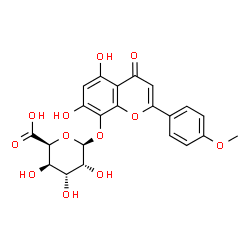 ChemSpider 2D Image | 5,7-Dihydroxy-2-(4-methoxyphenyl)-4-oxo-4H-chromen-8-yl beta-D-gulopyranosiduronic acid | C22H20O12