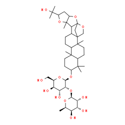 ChemSpider 2D Image | 18-(2-Hydroxy-2-propanyl)-2,6,6,10,16-pentamethyl-17,21,23-trioxaheptacyclo[20.2.1.0~1,14~.0~2,11~.0~5,10~.0~15,22~.0~16,20~]pentacos-7-yl 2-O-(6-deoxy-beta-D-gulopyranosyl)-beta-D-gulopyranoside | C42H68O14