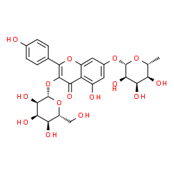 ChemSpider 2D Image | 7-[(6-Deoxy-beta-D-allopyranosyl)oxy]-5-hydroxy-2-(4-hydroxyphenyl)-4-oxo-4H-chromen-3-yl beta-D-allopyranoside | C27H30O15