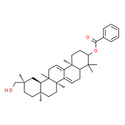 ChemSpider 2D Image | (6bS,8aS,11R,12aR,14bS)-11-(Hydroxymethyl)-4,4,6b,8a,11,12b,14b-heptamethyl-1,2,3,4,4a,5,6b,7,8,8a,9,10,11,12,12a,12b,13,14b-octadecahydro-3-picenyl benzoate | C37H52O3