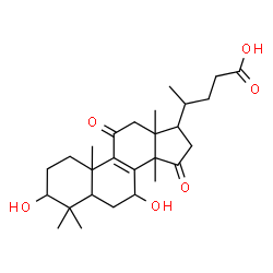 ChemSpider 2D Image | 3,7-Dihydroxy-4,4,14-trimethyl-11,15-dioxochol-8-en-24-oic acid | C27H40O6