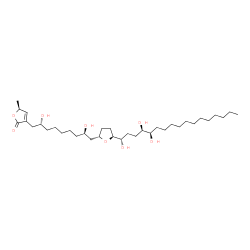 ChemSpider 2D Image | (5S)-3-[(2R,8R)-2,8-Dihydroxy-9-{(2S,5S)-5-[(1S,4R,5R)-1,4,5-trihydroxyheptadecyl]tetrahydro-2-furanyl}nonyl]-5-methyl-2(5H)-furanone | C35H64O8