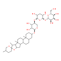 ChemSpider 2D Image | (2S,3R,4R,5S,6R)-2-{[(2R,3S,5R,6R)-6-({(3S,4S,5R,6S)-4,5-Dihydroxy-6-[(4a,5',6a,7-tetramethyldocosahydrospiro[naphtho[2',1':4,5]indeno[2,1-b]furan-8,2'-pyran]-2-yl)oxy]tetrahydro-2H-pyran-3-yl}oxy)-3,
5-dihydroxytetrahydro-2H-pyran-2-yl]oxy}-6-(hydroxymethyl)tetrahydro-2H-pyran-3,4,5-triol | C43H70O16