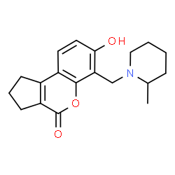 ChemSpider 2D Image | 7-Hydroxy-6-[(2-methyl-1-piperidinyl)methyl]-2,3-dihydrocyclopenta[c]chromen-4(1H)-one | C19H23NO3