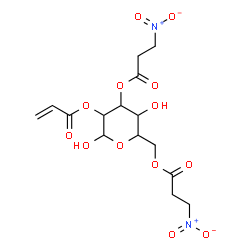 ChemSpider 2D Image | 2-O-Acryloyl-3,6-bis-O-(3-nitropropanoyl)hexopyranose | C15H20N2O13