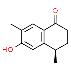 ChemSpider 2D Image | (4R)-3,4-Dihydro-6-hydroxy-4,7-dimethyl-1(2H)-naphthalenone | C12H14O2