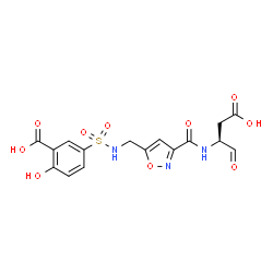 ChemSpider 2D Image | 5-{[(3-{[(2S)-1-Carboxy-3-oxo-2-propanyl]carbamoyl}-1,2-oxazol-5-yl)methyl]sulfamoyl}-2-hydroxybenzoic acid | C16H15N3O10S
