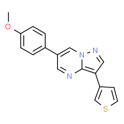 ChemSpider 2D Image | 6-(4-Methoxyphenyl)-3-(3-thienyl)pyrazolo[1,5-a]pyrimidine | C17H13N3OS
