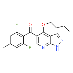 ChemSpider 2D Image | 4-butoxy-5-(2,6-difluoro-4-methylbenzoyl)-2H-pyrazolo[3,4-b]pyridine | C18H17F2N3O2