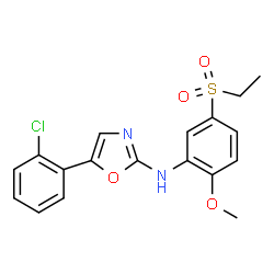 ChemSpider 2D Image | 5-(2-Chlorophenyl)-N-[5-(ethylsulfonyl)-2-methoxyphenyl]-1,3-oxazol-2-amine | C18H17ClN2O4S