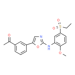 ChemSpider 2D Image | 1-[3-(2-{[5-(Ethylsulfonyl)-2-methoxyphenyl]amino}-1,3-oxazol-5-yl)phenyl]ethanone | C20H20N2O5S